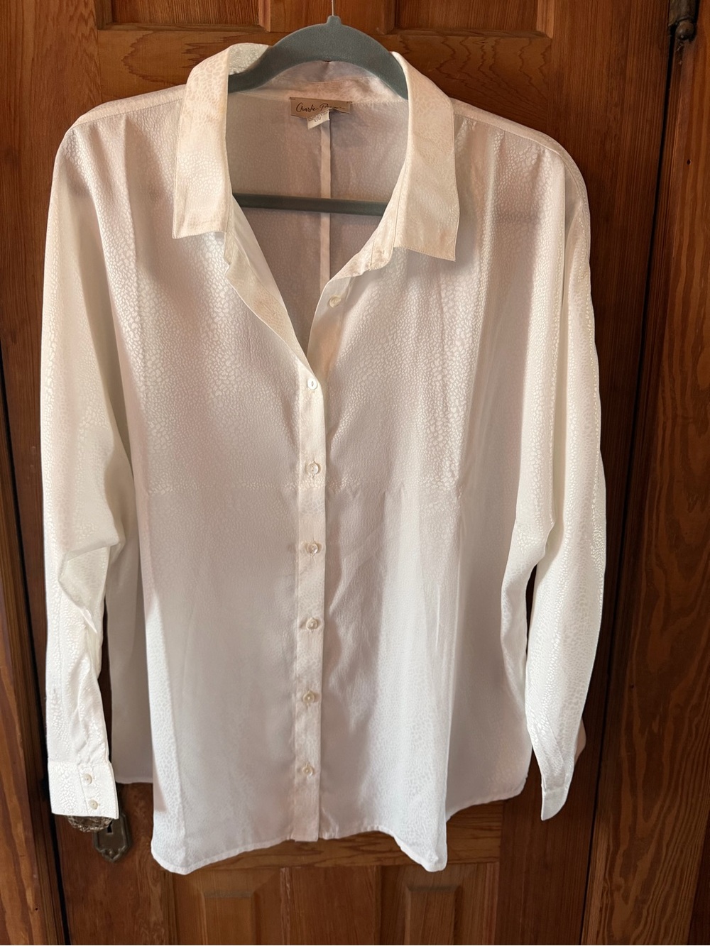 Charlie Paige Cream Satin-Like Blouse